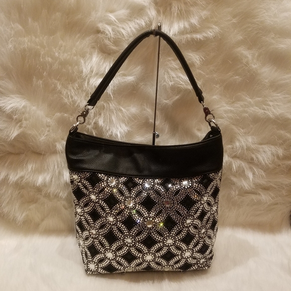 COPY - BLACK DAZZLING RHINESTONE DESIGN HOBO - Picture 2 of 8